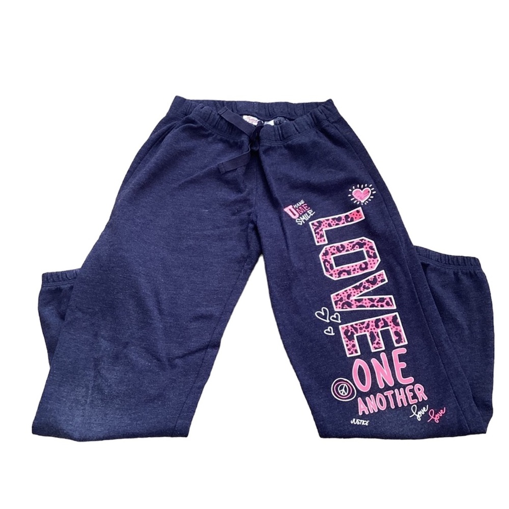 Justice navy blue Love sweatpants | girls 10 | elastic ankle play spring winter